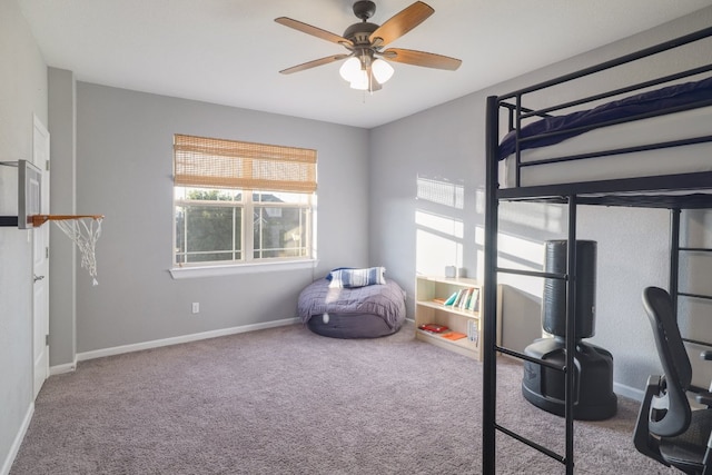 3405 Eagle Ridge Ln, Pflugerville, TX 78660 - bedroom featuring carpet floors, baseboards, and a ceiling fan