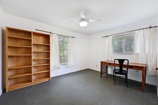 3305 Carol Ann Dr, Austin, TX 78723 - office space featuring concrete floors, baseboards, and ceiling fan