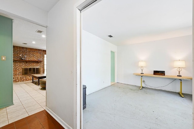 3305 Carol Ann Dr, Austin, TX 78723 - unfurnished office featuring a fireplace and brick wall