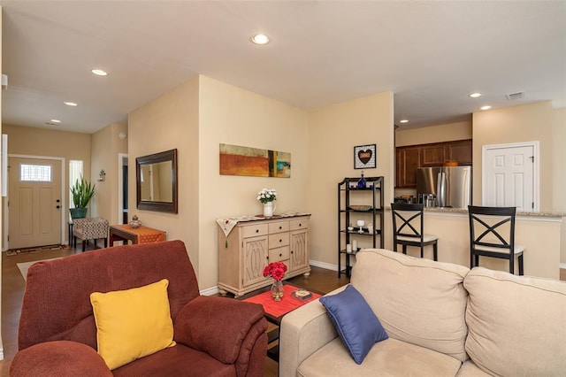 17219 Oak Cliff Cir, Dripping Springs, TX 78620 - living room featuring recessed lighting and baseboards