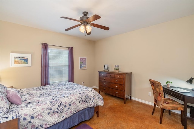 17219 Oak Cliff Cir, Dripping Springs, TX 78620 - carpeted bedroom featuring baseboards and ceiling fan