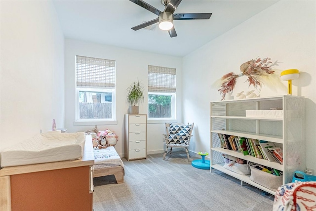21654 Boggy Ford Rd, Lago Vista, TX 78645 - carpeted bedroom with ceiling fan and baseboards