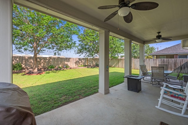 191 Fresno Spgs, Buda, TX 78610 - view of patio with ceiling fan and outdoor dining space