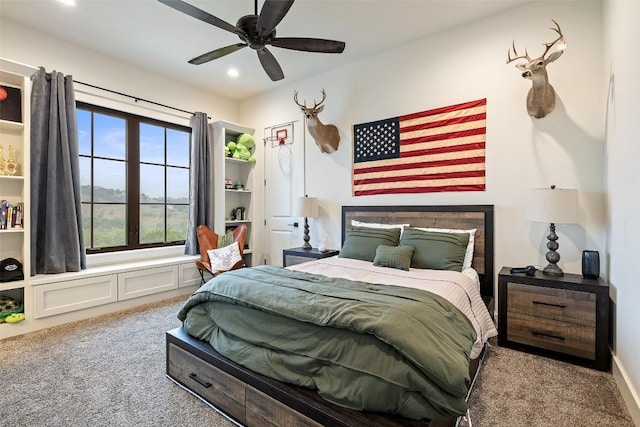 1278 Sanctuary Ln, Blanco, TX 78606 - carpeted bedroom featuring recessed lighting and ceiling fan