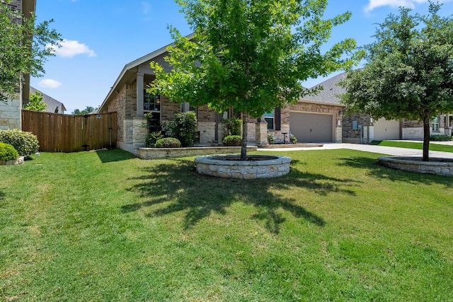 12709 Twisted Root Dr, Manchaca, TX 78652 - view of property hidden behind natural elements with an attached garage, driveway, and stone siding