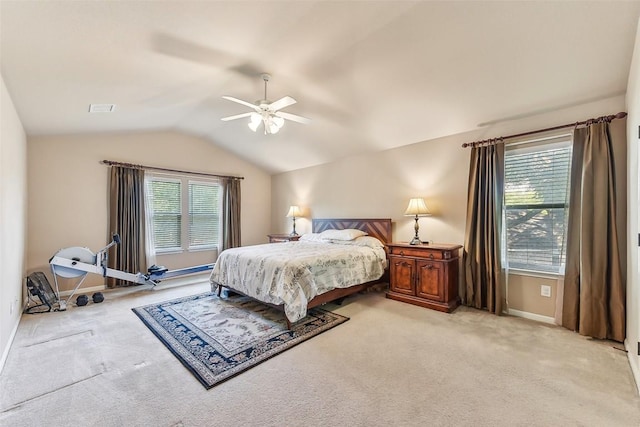 201 Tulip Trail Bnd, Cedar Park, TX 78613 - bedroom featuring light carpet, lofted ceiling, multiple windows, and baseboards