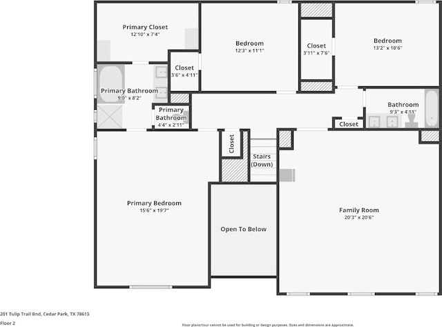 201 Tulip Trail Bnd, Cedar Park, TX 78613 - home floor plan