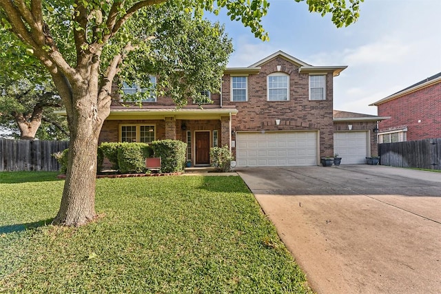 201 Tulip Trail Bnd, Cedar Park, TX 78613 - traditional home with concrete driveway, brick siding, and an attached garage