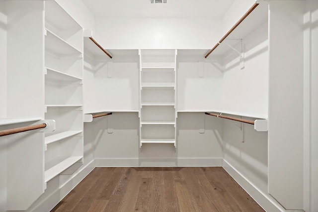 spacious closet featuring dark wood-type flooring