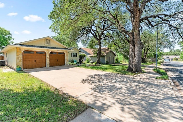 4806 Transit Cir, Austin, TX 78727 - view of front of house featuring a front yard, stone siding, and driveway