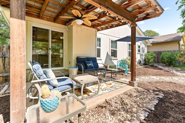 4806 Transit Cir, Austin, TX 78727 - view of patio featuring a ceiling fan and an outdoor hangout area