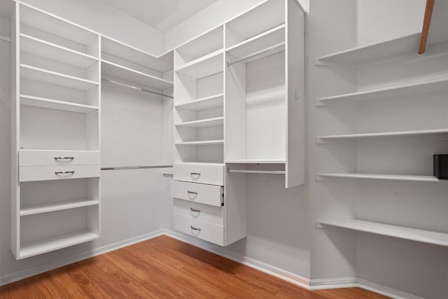 walk in closet featuring wood finished floors