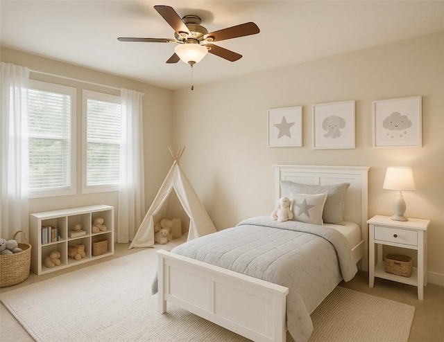 18 N Peak Rd, West Lake Hills, TX 78746 - bedroom featuring carpet, ceiling fan, and baseboards