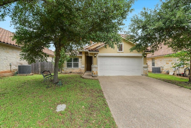 15628 Interlachen Dr, Austin, TX 78717 - view of front of property featuring stone siding, a garage, concrete driveway, and stucco siding