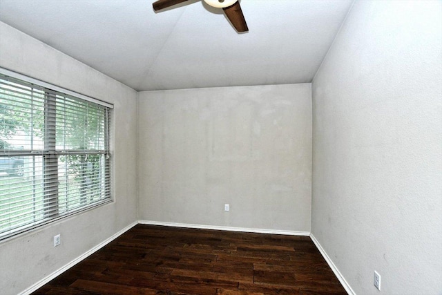 15628 Interlachen Dr, Austin, TX 78717 - spare room featuring wood finished floors, ceiling fan, and lofted ceiling