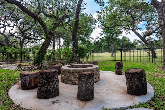 11532 Spicewood Pkwy, Austin, TX 78750 - view of patio / terrace with an outdoor fire pit