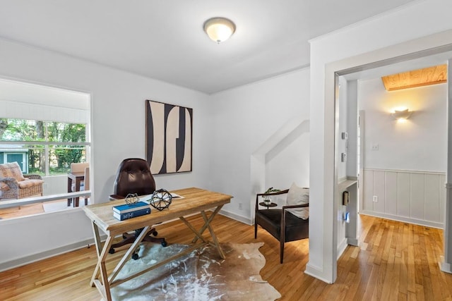 office with light wood finished floors