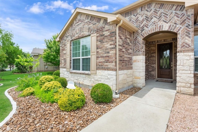 419 Davis Mountain Cir, Georgetown, TX 78633 - property entrance with brick siding and stone siding
