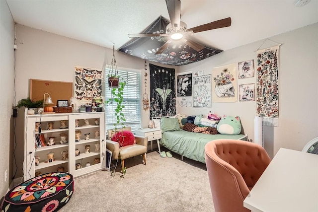100 Comanche Trl, Georgetown, TX 78633 - carpeted bedroom featuring a ceiling fan
