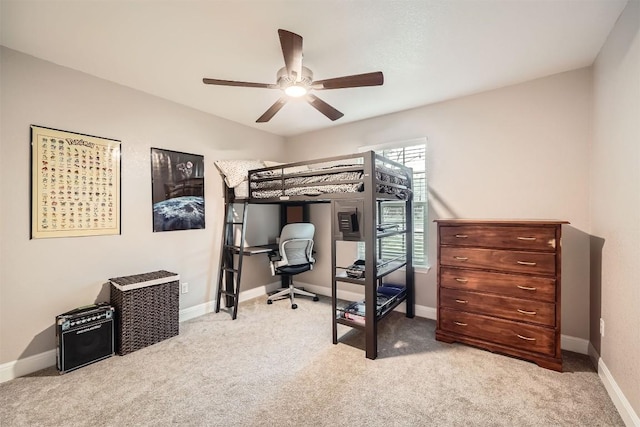 100 Comanche Trl, Georgetown, TX 78633 - bedroom with a desk, carpet, baseboards, and a ceiling fan