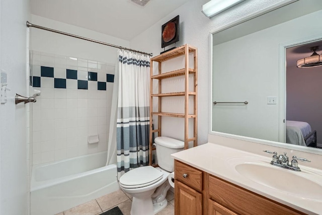 6900 E Riverside Dr Unit 6, Austin, TX 78741 - full bath featuring vanity, toilet, shower / bath combo, and tile patterned flooring