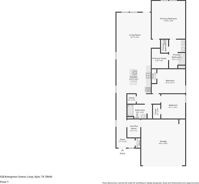 528 Evergreen Sumac Loop, Kyle, TX 78640 - property floor plan