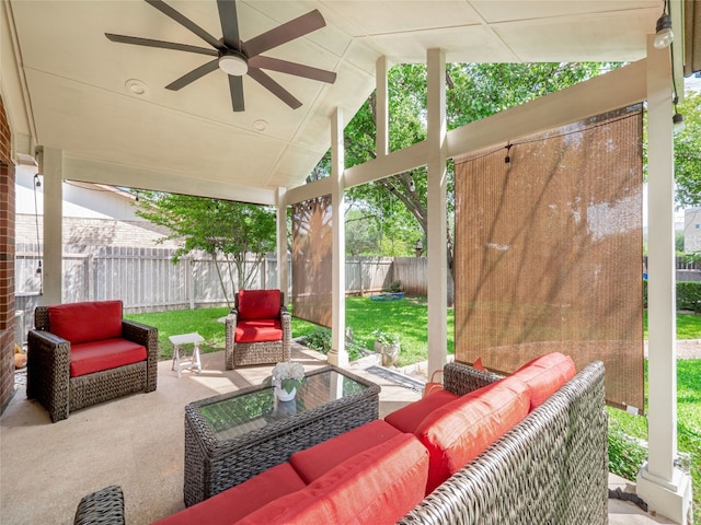 1810 Summer Rain Dr, Cedar Park, TX 78613 - view of patio with an outdoor living space and ceiling fan