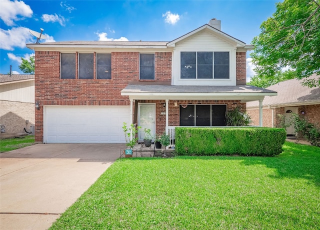 1810 Summer Rain Dr, Cedar Park, TX 78613 - view of front of property featuring an attached garage, a front yard, brick siding, and concrete driveway