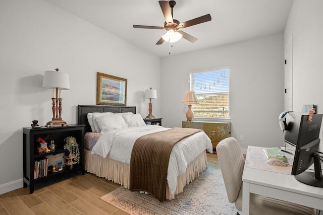 147 Epoch Dr, Austin, TX 78737 - bedroom featuring light wood finished floors and ceiling fan