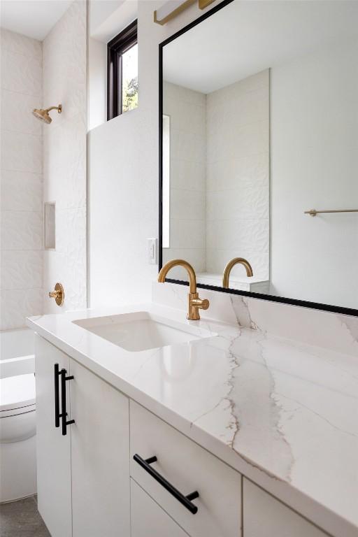 3208 Clawson Rd Unit 2, Austin, TX 78704 - full bath with vanity, toilet, and shower / bathtub combination