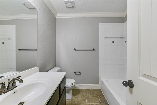 468 Monahans Dr, Georgetown, TX 78628 - bathroom featuring ornamental molding, vanity, and tub / shower combination