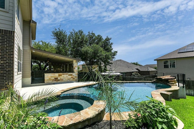 468 Monahans Dr, Georgetown, TX 78628 - view of pool with a fenced backyard, a patio area, and a pool with connected hot tub