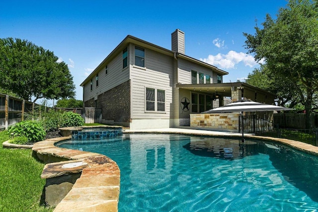 468 Monahans Dr, Georgetown, TX 78628 - view of pool featuring a fenced backyard and a pool with connected hot tub