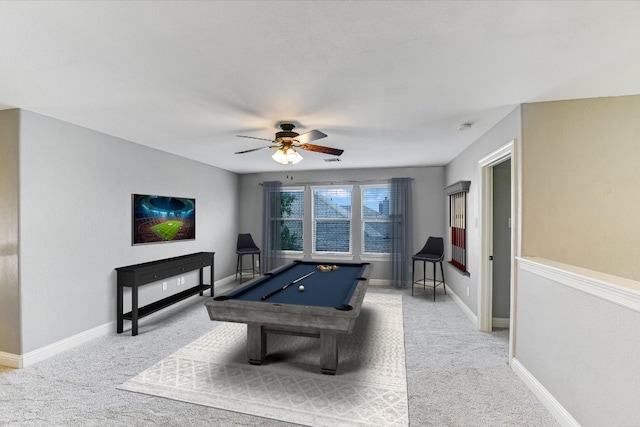 468 Monahans Dr, Georgetown, TX 78628 - rec room with billiards table, a ceiling fan, and light carpet