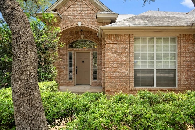 1502 Azalea Dr, Cedar Park, TX 78613 - doorway to property featuring brick siding and roof with shingles