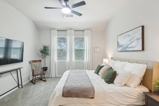 2024 Cantonata Dr, Leander, TX 78641 - carpeted bedroom featuring vaulted ceiling and a ceiling fan