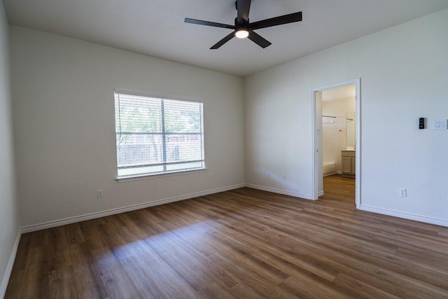 1420 Marsh Harbour Dr, Round Rock, TX 78664 - spare room featuring wood finished floors, ceiling fan, and baseboards