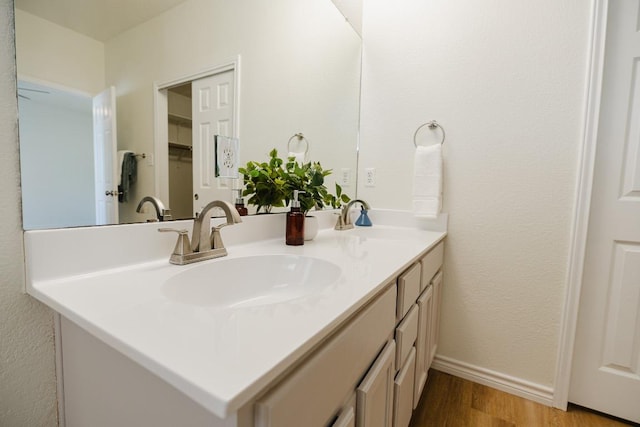 1420 Marsh Harbour Dr, Round Rock, TX 78664 - bathroom featuring wood finished floors and double vanity