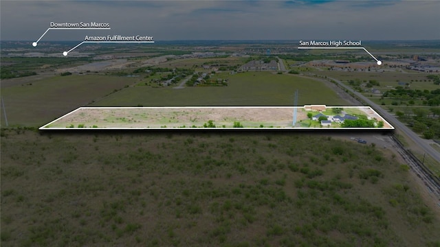 3424 S Old Bastrop Hwy, San Marcos, TX 78666 - aerial view of sparsely populated area featuring property boundaries highlighted