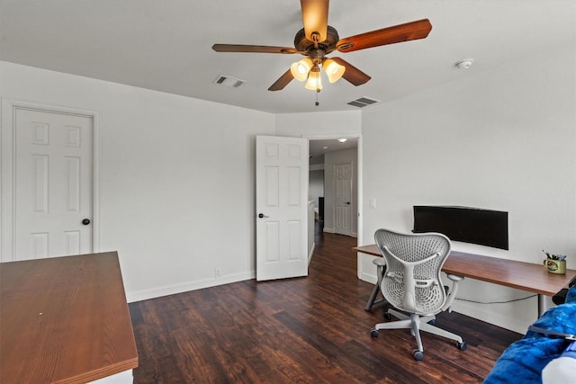 21016 Penny Royal Dr, Pflugerville, TX 78660 - office space featuring wood finished floors, a ceiling fan, and baseboards