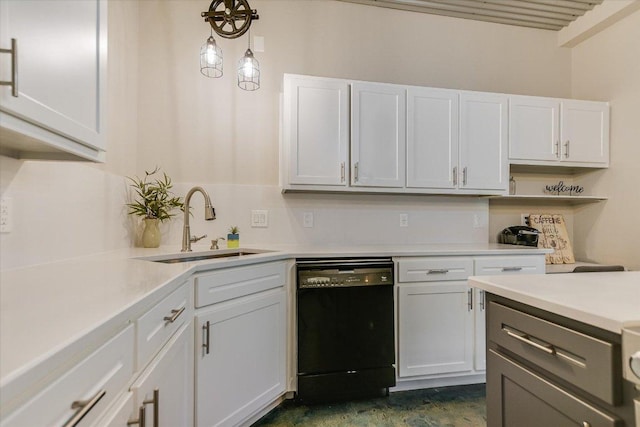 5307 Shady Oaks Cir, Kingsland, TX 78639 - kitchen featuring dishwasher, a sink, white cabinetry, and light countertops