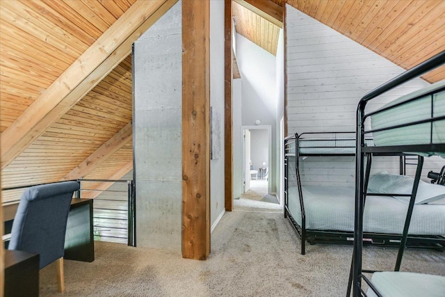 5307 Shady Oaks Cir, Kingsland, TX 78639 - unfurnished bedroom with wooden ceiling, carpet flooring, and wood walls