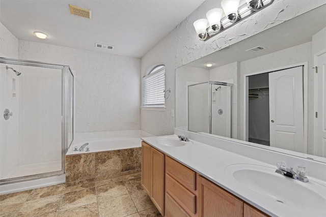 4329 Rock Hill Rd, Round Rock, TX 78681 - full bath with a stall shower, a bath, a spacious closet, and double vanity