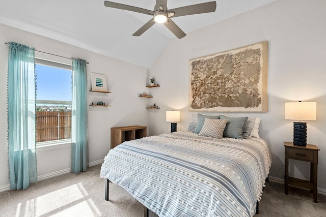 115 Oleander Loop, Buda, TX 78610 - carpeted bedroom with ceiling fan and vaulted ceiling