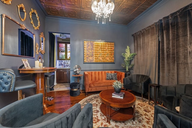 lobby with an ornate ceiling and crown molding