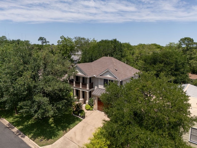 2112 W 11th St, Austin, TX 78703 - view from above of property featuring a heavily wooded area