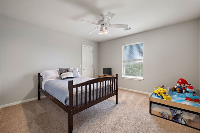 3805 Durnberry Ln, Round Rock, TX 78664 - bedroom with light carpet and a ceiling fan