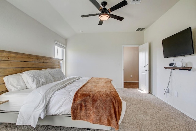 12224 Token Trl, Elgin, TX 78621 - carpeted bedroom with baseboards, vaulted ceiling, and ceiling fan