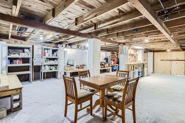dining space with concrete floors