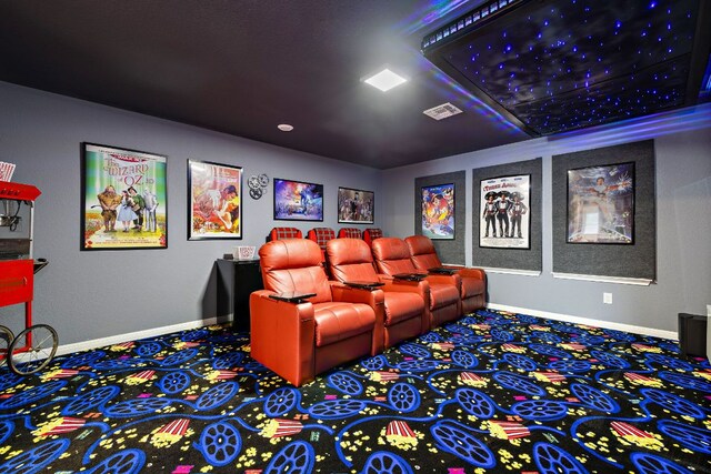 417 Freeman Park Pl, Round Rock, TX 78665 - cinema room with carpet flooring and baseboards